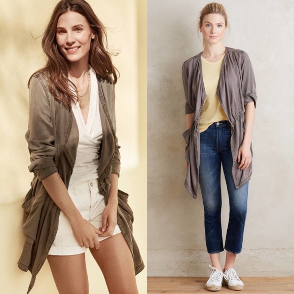 Anthropologie Olive Green Lightweight Trench Coat
